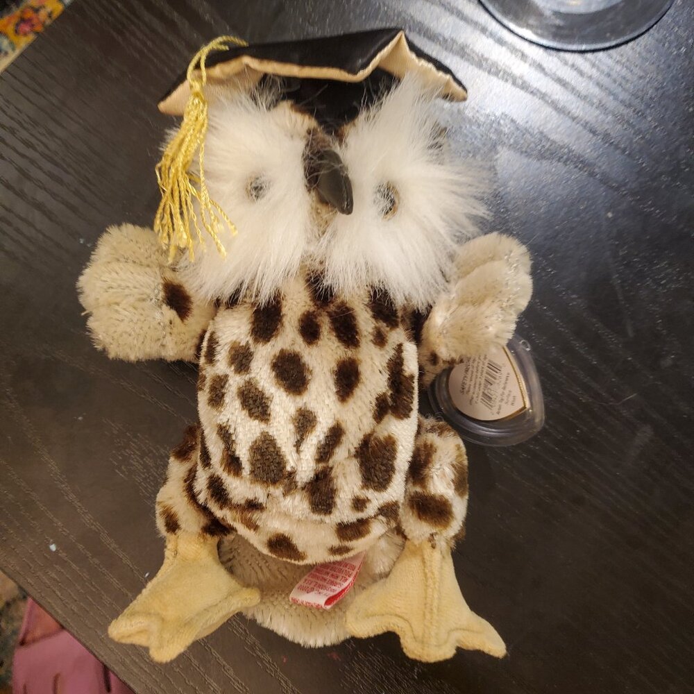 Graduation Owl Beanie Baby Ty Plush Plushie Spotted Owl, Stuffed, Silly Present